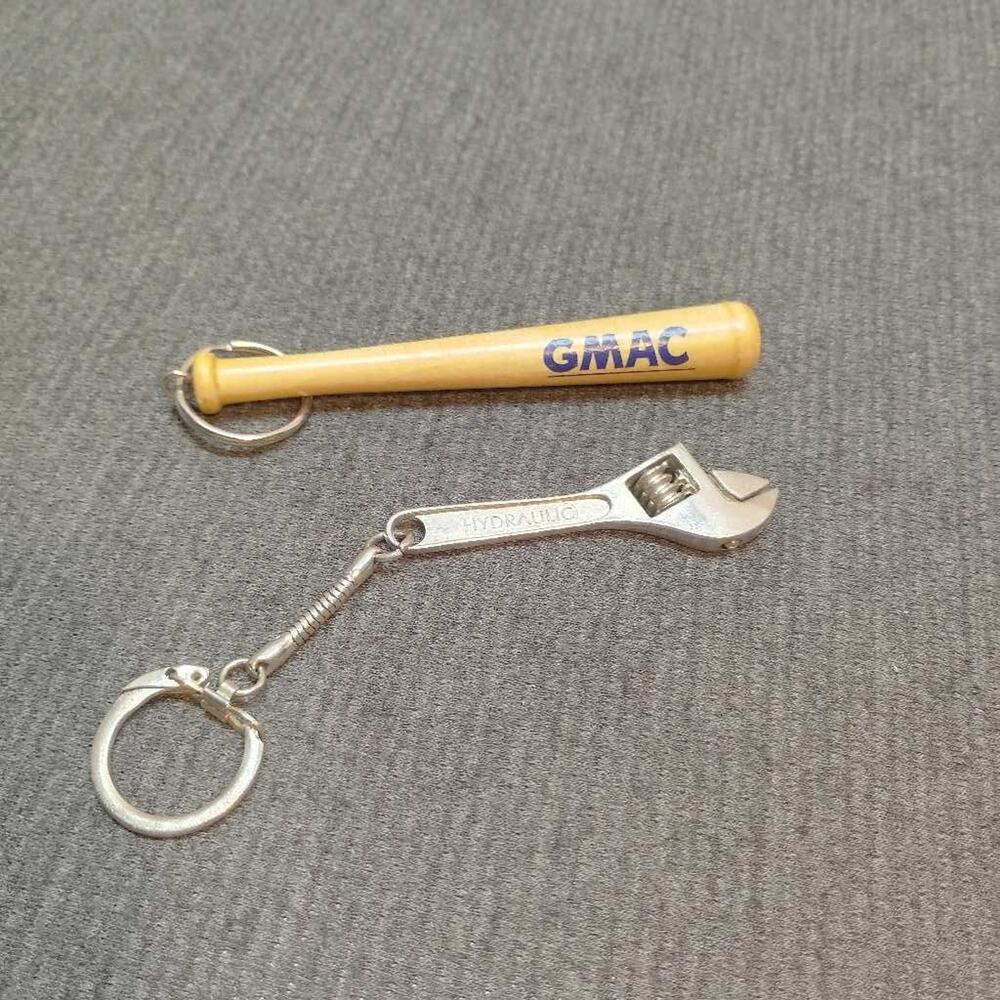 GMAC Baseball Bat & Hydraulic Wrench Keychains Lot Novelty Collectibles